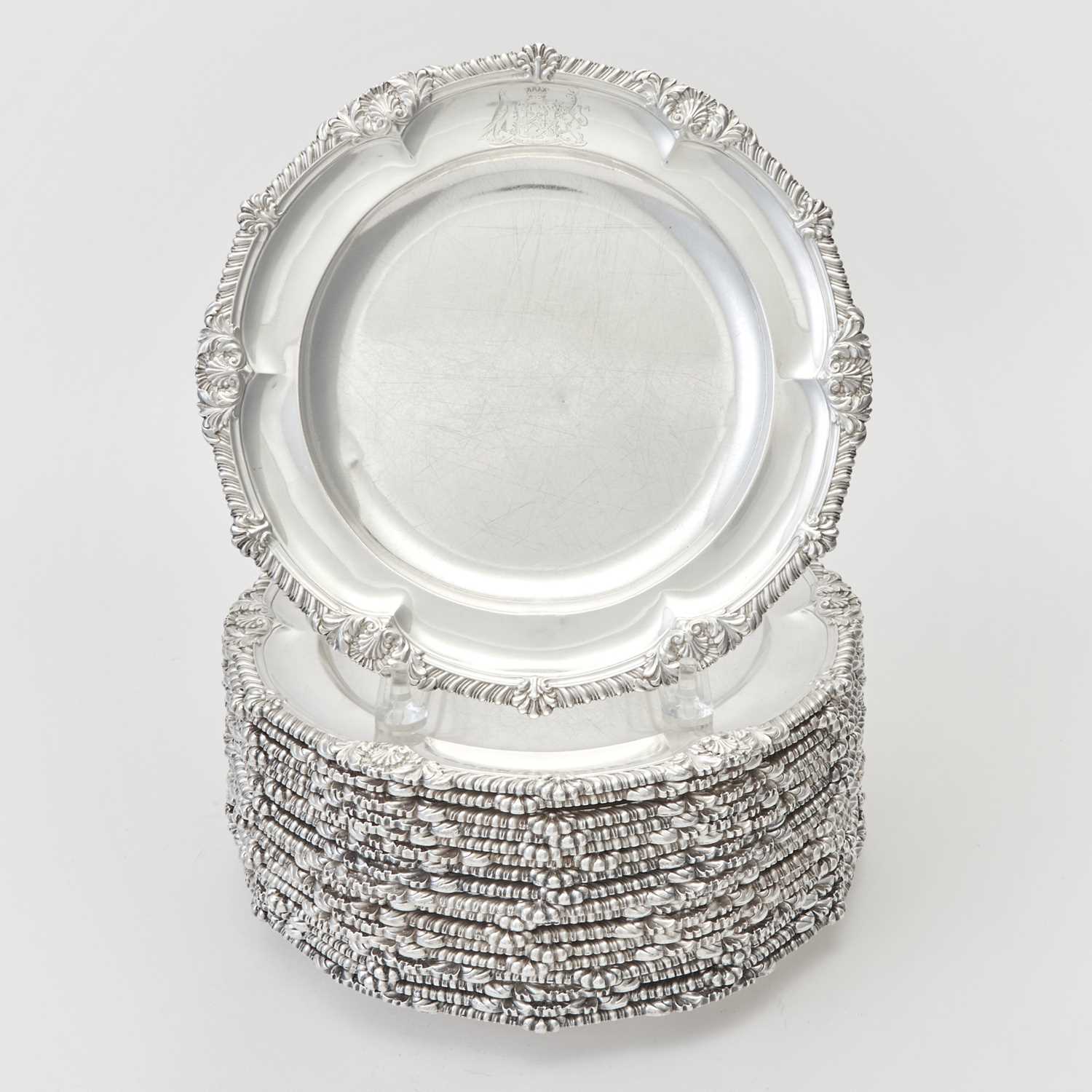 Lot 250 - Set of Eighteen Victorian Sterling Silver Dinner Plates