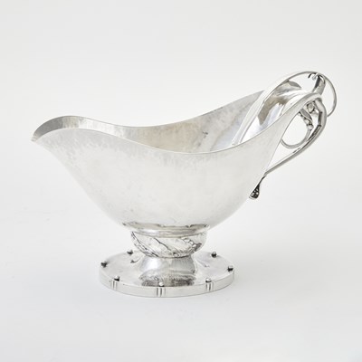 Lot 275 - Georg Jensen Sterling Silver Footed Sauceboat and Ladle