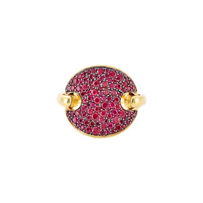 Lot 1213 - Two-Color Gold and Ruby Ring