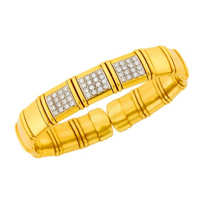 Lot 113 - Two-Color Gold and Diamond Bracelet