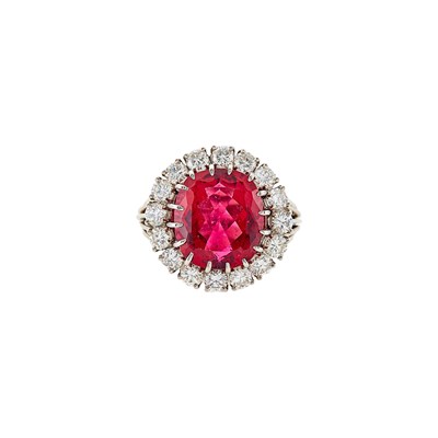 Lot 1132 - Gubelin White Gold, Rubellite and Diamond Ring