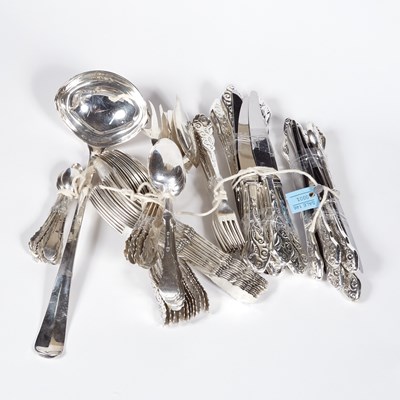 Lot 1 - 66 Pieces of Silverware, 80 ozs., 22 handles and Metal Ladle