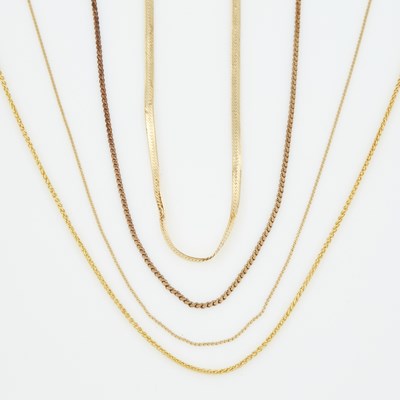 Lot 84 - Four Gold Neck Chains, 14K 8 dwt. with metal clasps, damaged