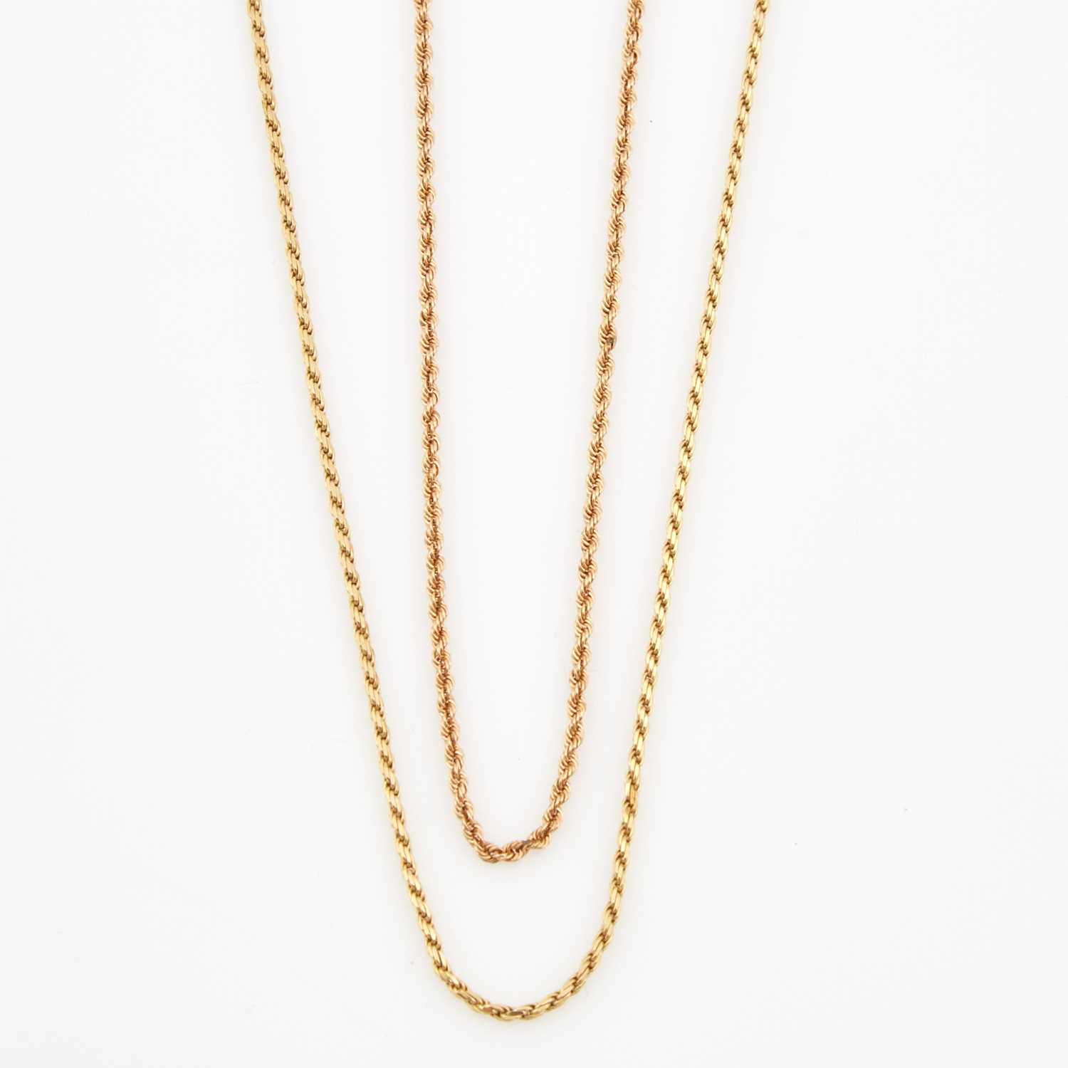 Lot 87 - Two Gold Neck Chains, 14K 5 dwt.