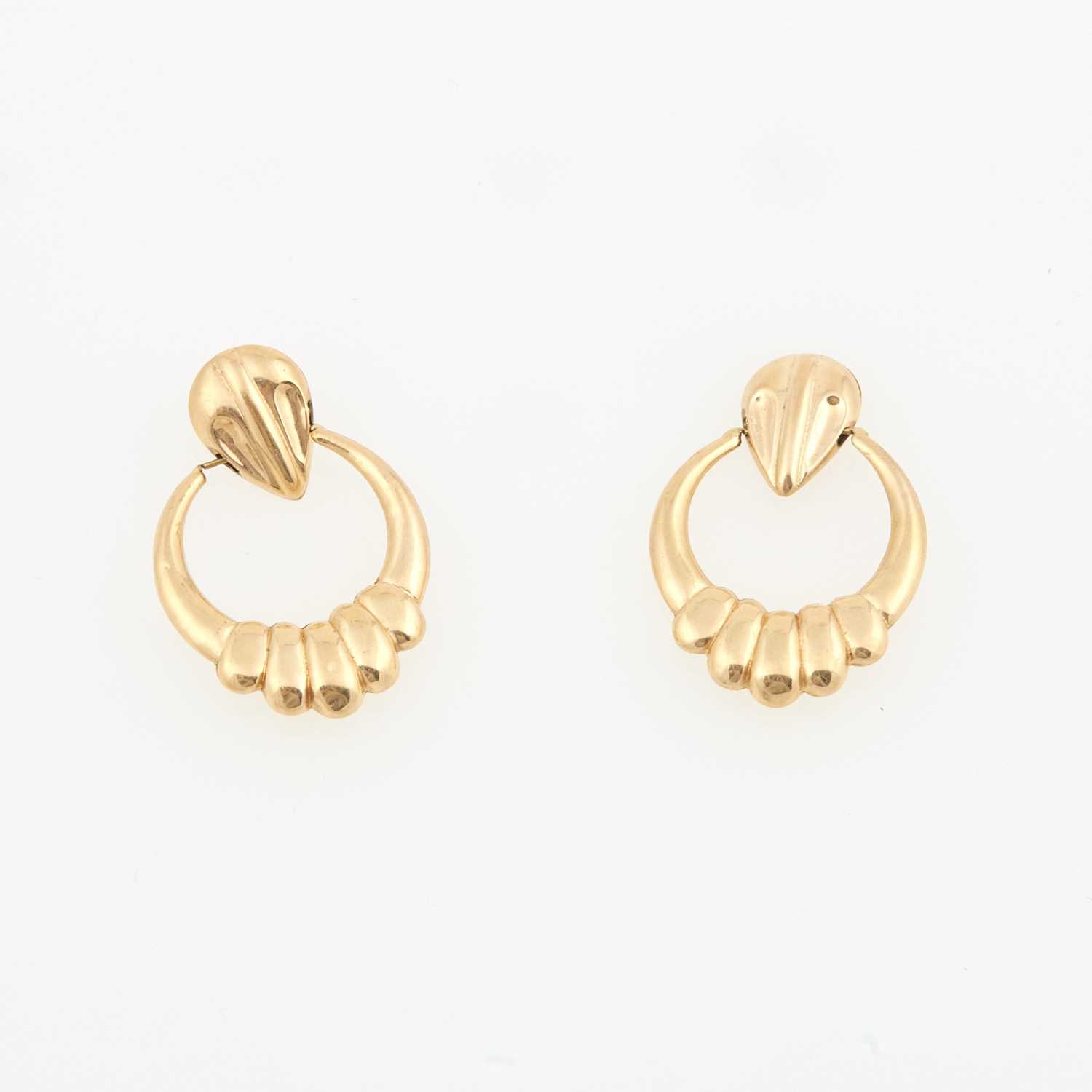 Lot 184 - Two Gold Earrings, 14K 2 dwt.