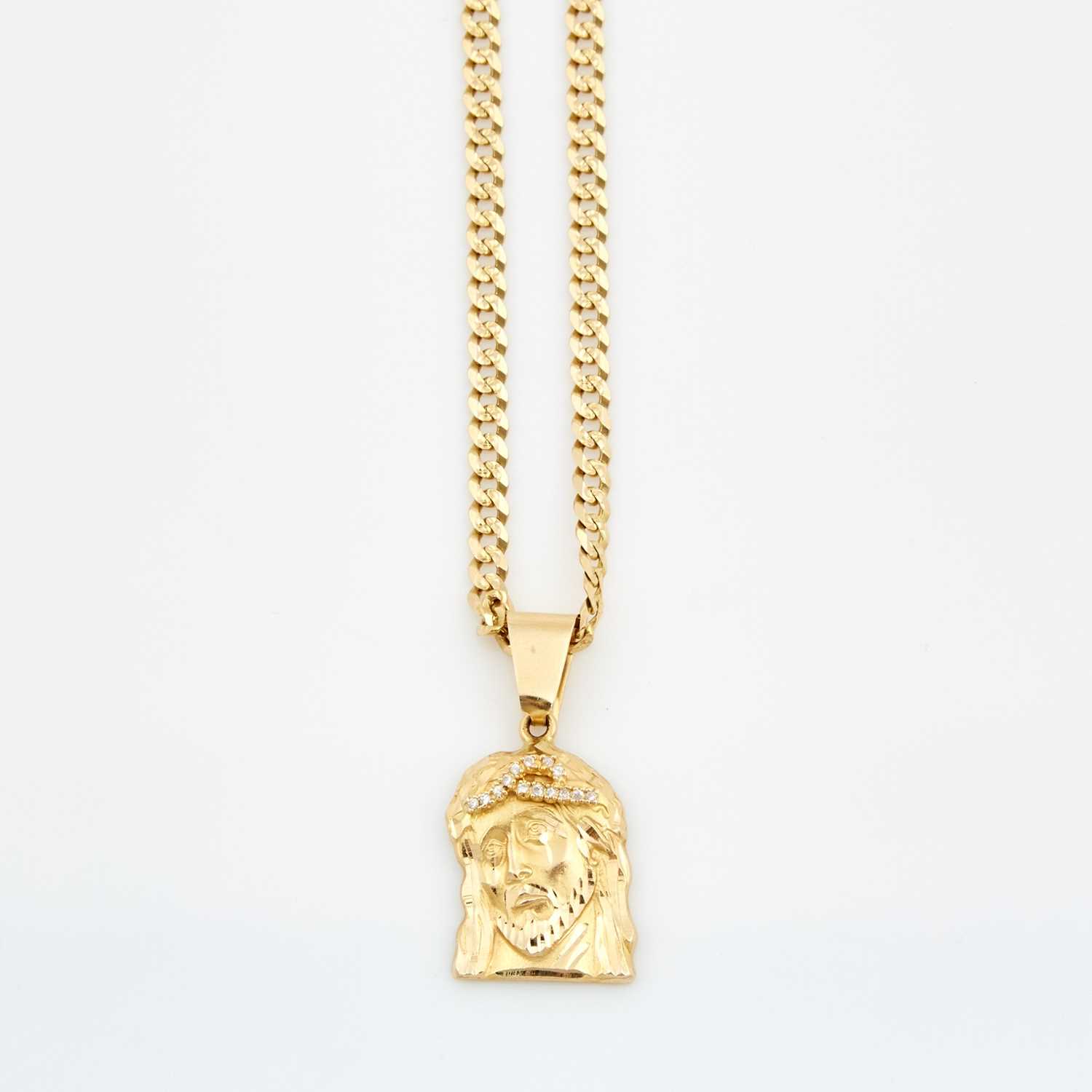 Lot 192 - Gold and Stone Pendant and Neck Chain, 14K 15 dwt. all