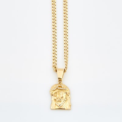 Lot 192 - Gold and Stone Pendant and Neck Chain, 14K 15 dwt. all
