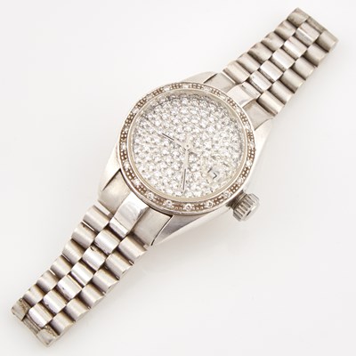 Lot 237 - Ladys Diamond Bracelet Watch, 117 diamonds about 1.00 ct., 14K 40 dwt. all