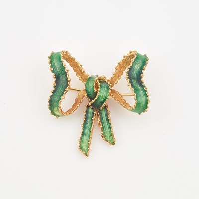 Lot 305 - Gold and Enamel Pin, 18K 8 dwt. all
