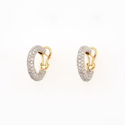 Lot 328 - Two Diamond Earrings, 206 diamonds about 2.00 cts., 18K 5 dwt.