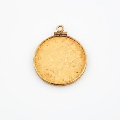 Lot 361 - Gold Coin and Metal Pendant, 22K and Metal 11 dwt. all