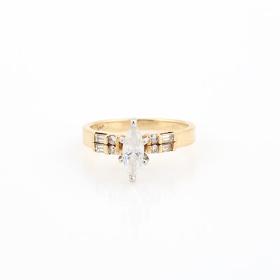 Lot 463 - Diamond Engagement Ring, center stone about 0.40 ct., 14K 2 dwt.