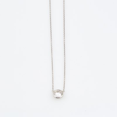 Lot 466 - Diamond Solitaire Necklace about 0.90 ct., Platinum 2 dwt.