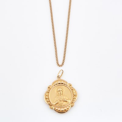 Lot 483 - Gold Pendant and Neck Chain, 18K 9 dwt.