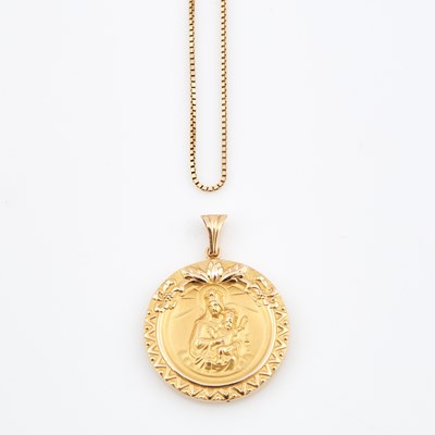 Lot 485 - Gold Pendant and Neck Chain, 18K 4 dwt. and 14K 3 dwt.