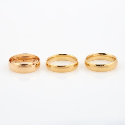 Lot 486 - Four Gold Wedding Rings, 18K 6 dwt.