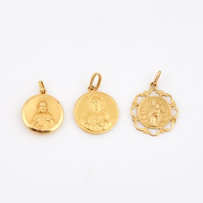 Lot 496 - Three Gold Pendants, 18K 4 dwt.