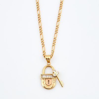 Lot 588 - Gold and Stone Pendant and Neck Chain, 14K 8 dwt. all
