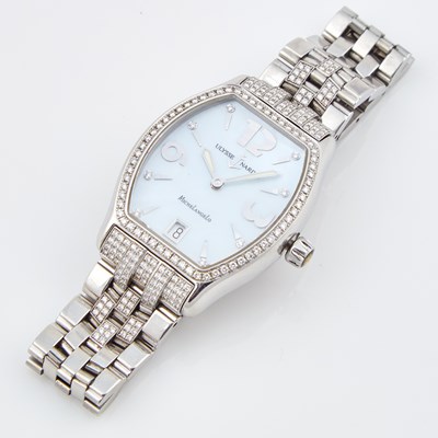 Lot 604 - Ladys Diamond Bracelet Watch, 129 diamonds about 1.00 ct., 17 Jewels, Ulysse Nardin, Metal