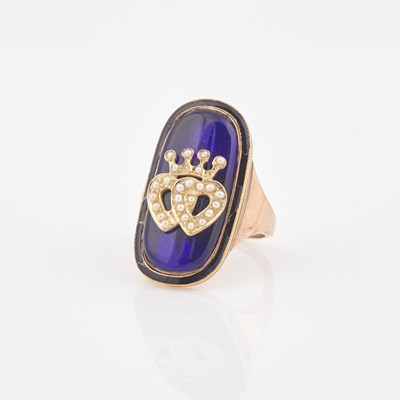 Lot 610 - Gold, Bead and Enamel Ring, 14K 5 dwt. all