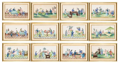 Lot 539 - A Group of Twelve China Trade Pith Paintings