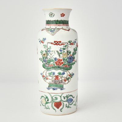 Lot 244 - A Chinese Famille Verte Porcelain Sleeve Vase