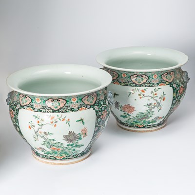 Lot 276 - A Pair of Chinese Famille Verte Porcelain Planters