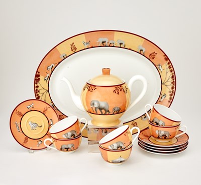 Lot 363 - Hermes "Africa" Pattern Porcelain Partial Tea Set