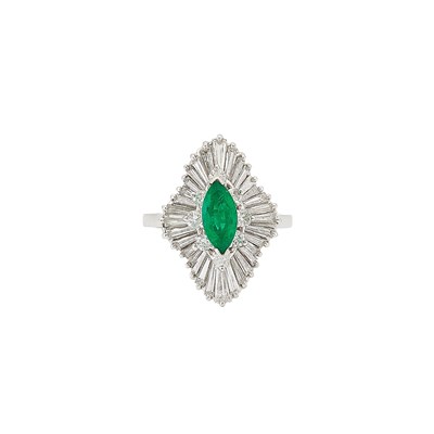 Lot 1127 - Platinum, Emerald and Diamond Ring