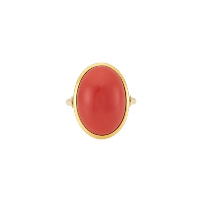 Lot 1037 - Gold and Coral Ring