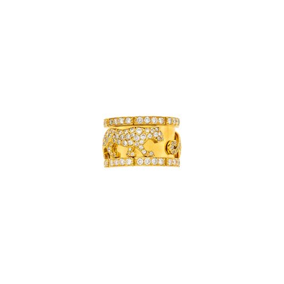 Lot 78 - Cartier Wide Gold and Diamond 'Mahango Panthère' Band Ring, France