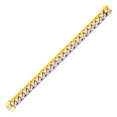 Lot 115 - Bulgari Two-Color Gold and Diamond Curb Link Bracelet