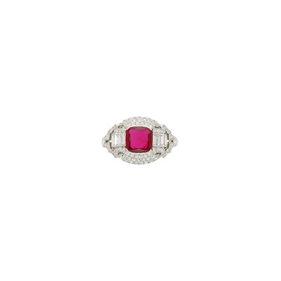 Lot 165 - Tiffany & Co. Platinum, Ruby and Diamond Ring