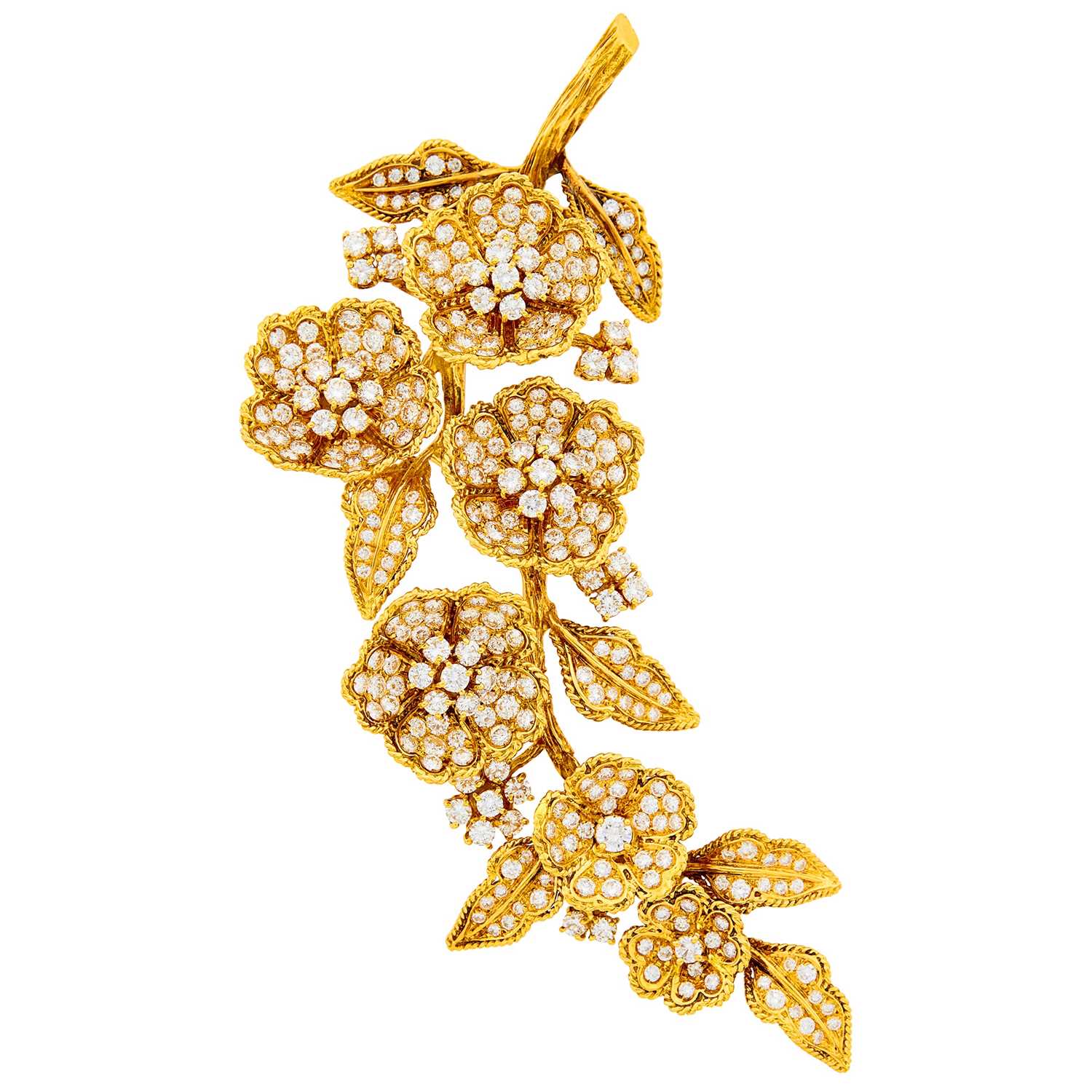 Lot 218 - Boucheron Paris Gold and Diamond Corsage Clip-Brooch