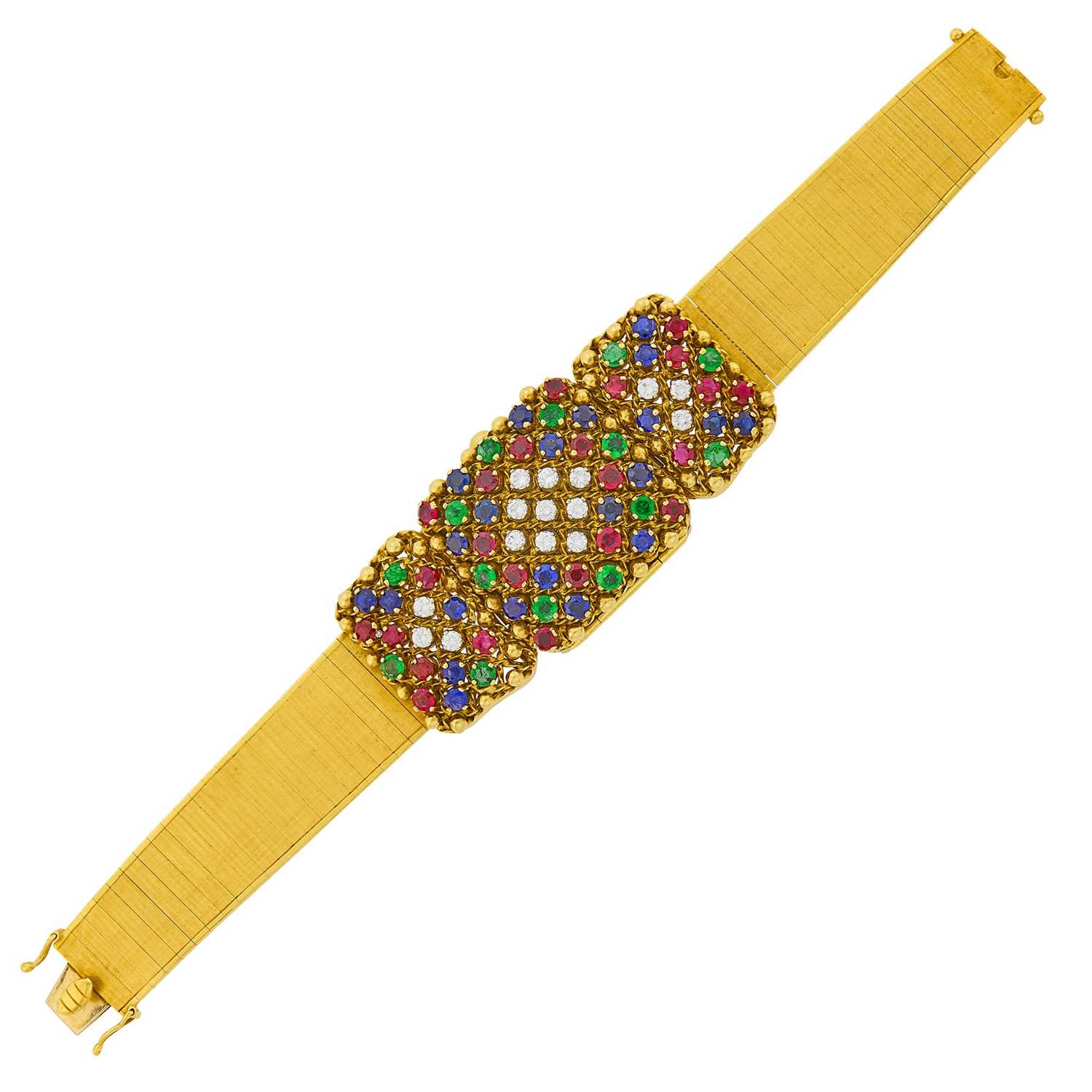 Lot 94 - Rolex Gold, Gem-Set and Diamond Bracelet-Watch