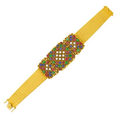 Lot 94 - Rolex Gold, Gem-Set and Diamond Bracelet-Watch
