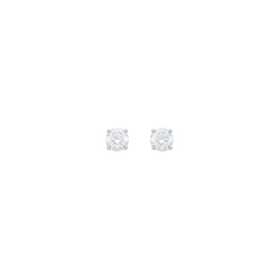 Lot 89 - De Beers Pair of Platinum and Diamond Stud Earrings