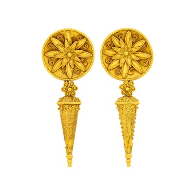 Lot Ilias Lalaounis Pair of Gold Pendant-Earclips