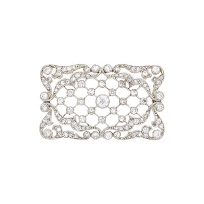 Lot 92 - Belle Epoque Platinum, Gold and Diamond Pendant-Brooch