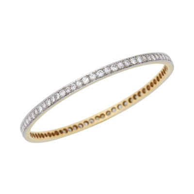 Lot 96 - Platinum, Gold and Diamond Bangle Bracelet