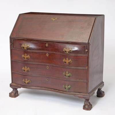 Lot 368 - Chippendale Mahogany Reverse Serpentine Slant-Lid Desk