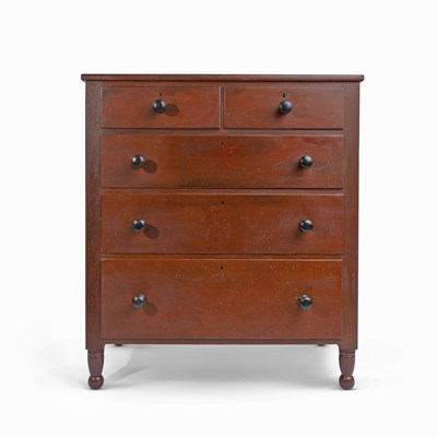 Lot 42 - Red Painted Cherry Chest of Four Drawers