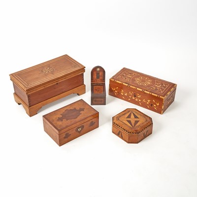 Lot 514 - Five Inlaid Wooden Boxes