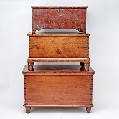 Lot 515 - Three Diminutive Dovetailed Blanket Chests