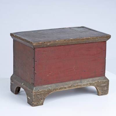 Lot 46 - Red Painted Poplar Miniature Painted Pine Blanket Chest