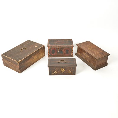 Lot 516 - Four Paint Decorated Wood boxes