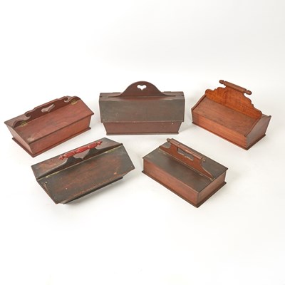 Lot 517 - Five Walnut and Mahogany Covered Cutlery Boxes