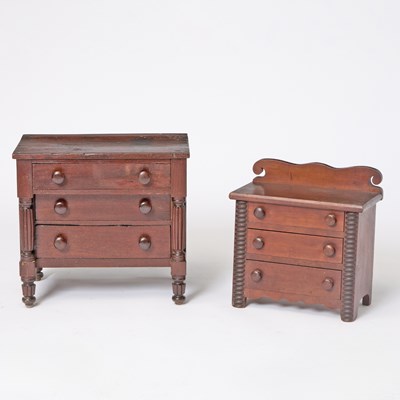 Lot 466 - Two Miniature Classical Mahogany Chests of Drawers