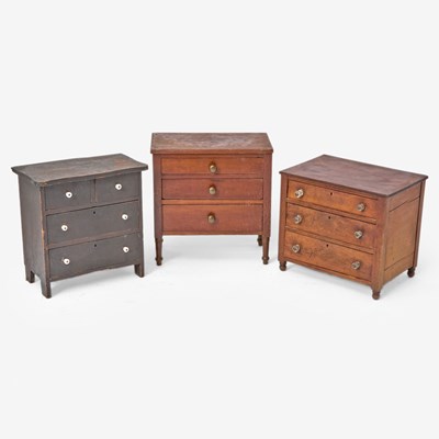 Lot 445 - Three Miniature Federal Chest of Drawers