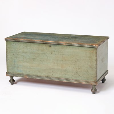 Lot 385 - Blue-green-painted Yellow Pine Blanket Chest